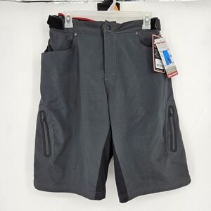 Zoic Ether‎ Shorts Mens XL Black Cycling Adjustable Waist Zipper W Padded Liner